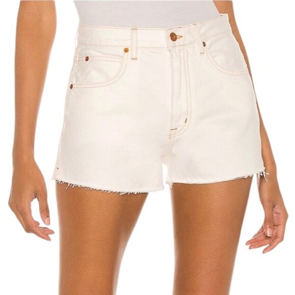 SLVRLAKE Farrah High Rise Cut-Off Denim Shorts in Natural White Size 27 - Picture 1 of 16